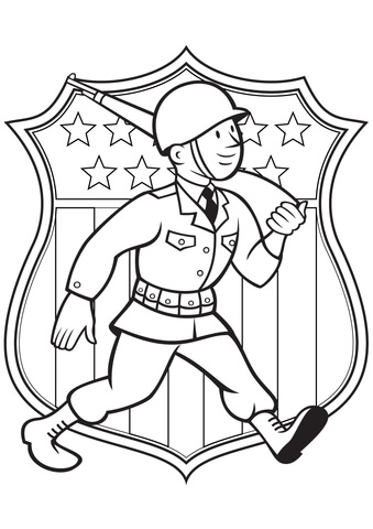 World War 2 American Soldier Coloring Page